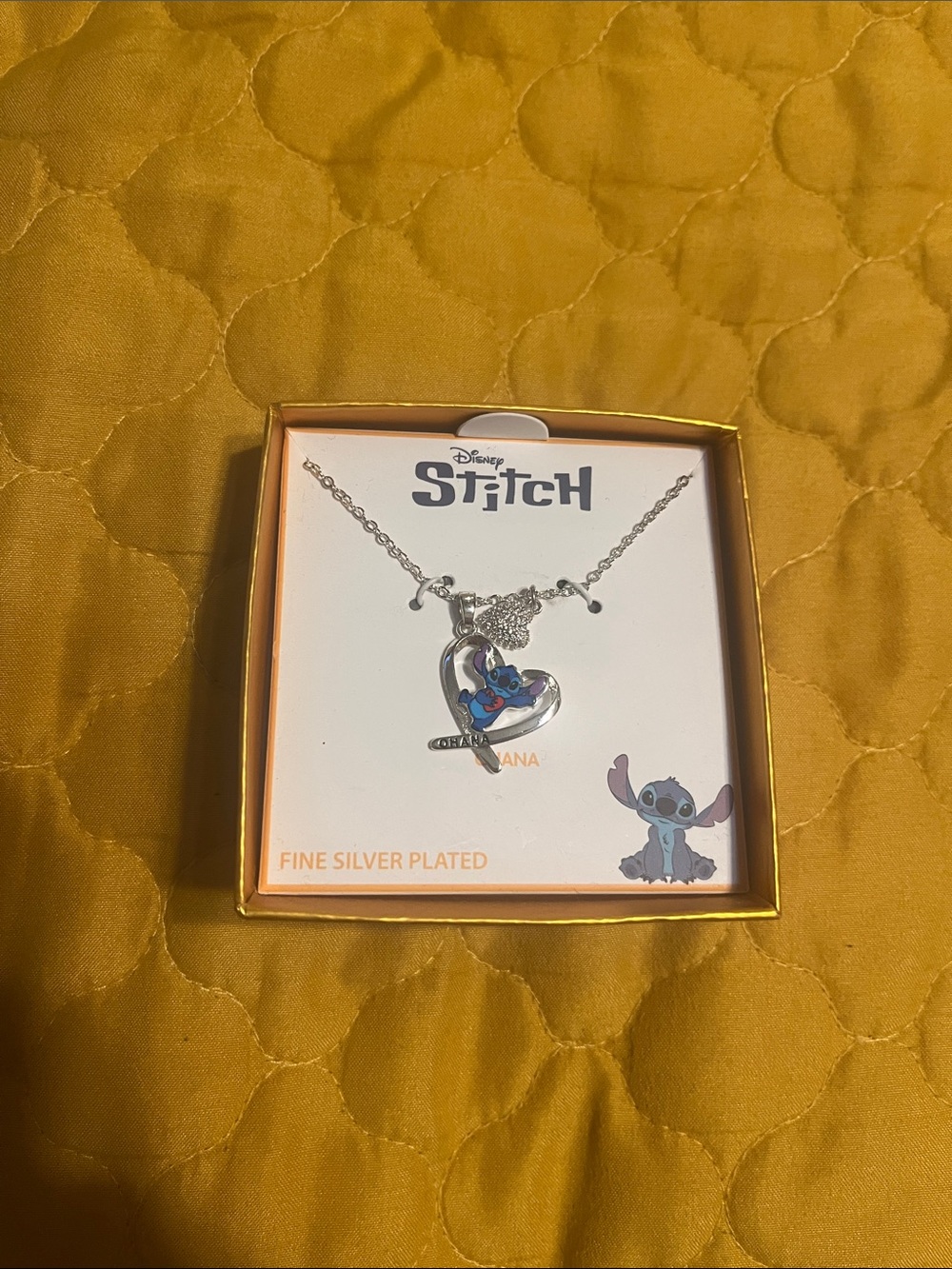 Disney Stitch Fine Silver Plated Heart Necklace - Blue